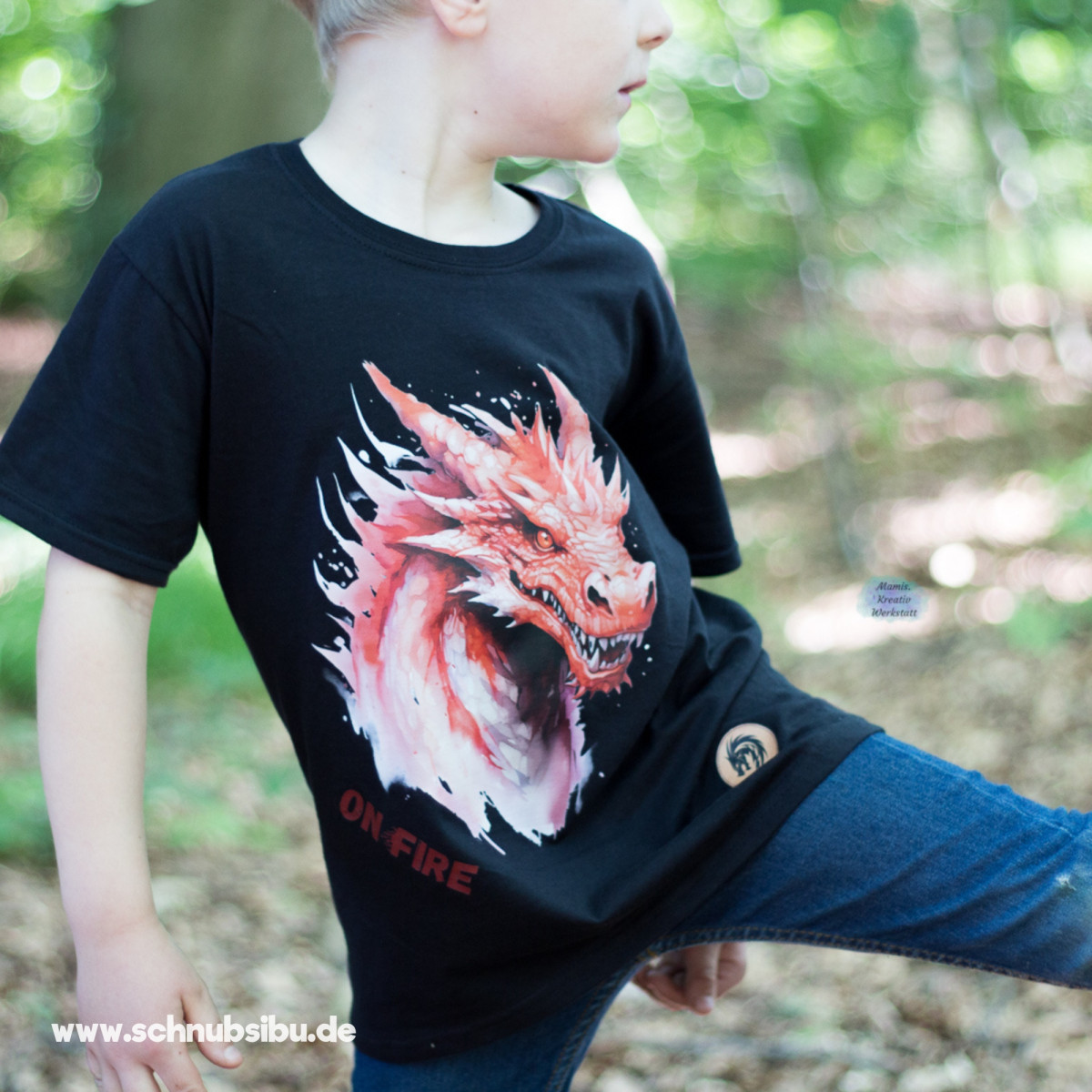 Bügelbild Drache rot